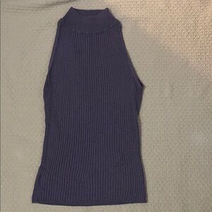 Autumn Cashmere High Neck Ribbed Tank - Deep Purple
